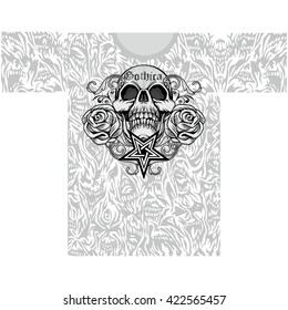 grunge skull on skull texture-vintage design t-shirts