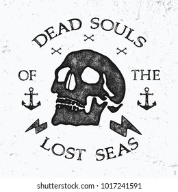 Grunge Skull typography. Handmade composition. Badges & emblems for t shirt and other user. Vector