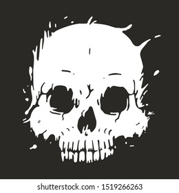 Grunge skull vector illustration on dark background