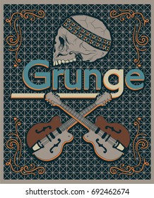 Grunge ,skull.Fashion Slogan for T-shirt and apparels graphic vector Print.
