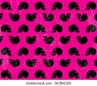 Grunge skulls pink background pattern