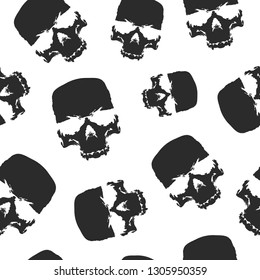 Grunge skulls seamless pattern background design for textiles, wrapping paper and printing products. Vector illustration.