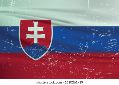 Grunge Slovakia flag. Slovakia flag with waving grunge texture. Vector background.