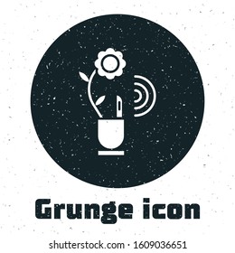 Grunge Smart farming technology - farm automation system in app icon isolated on white background.  Vector Illustration
