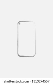 Grunge smartphone outline, etching style smartphone shape outline with outline brush strokes. EPS8