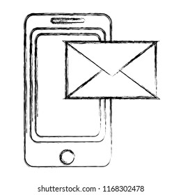 grunge smartphone technology with electronic e-mail message