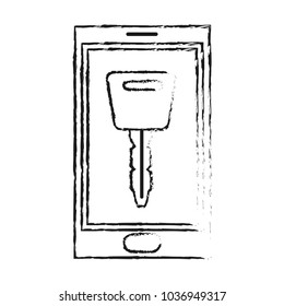 grunge smartphone technology with security key object
