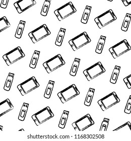 grunge smartphone and usb memory technology background