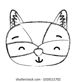 grunge smile accoon head wild animal