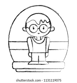 grunge smile boy with hairstyle and glasses design