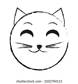 grunge smile cat face emoji expression