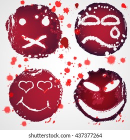 Grunge smiley on a white background.The icons set.