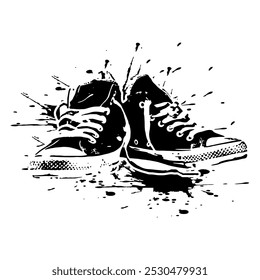 Grunge Sneaker Schuhe Vektorbild und Illustration