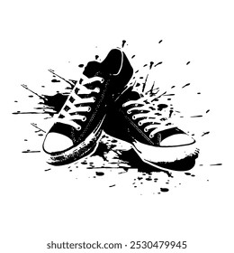 Grunge Sneakers Shoes Vector Image And Illustration