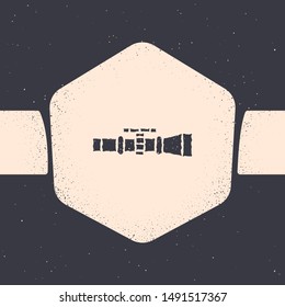 Grunge Sniper optical sight icon isolated on grey background. Sniper scope crosshairs. Monochrome vintage drawing. Vector Illustration