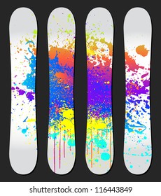 Grunge snowboard colorful set. Vector illustration