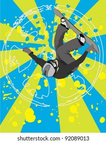 grunge snowboarding vector