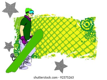 grunge snowboarding vector