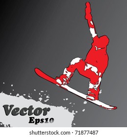 grunge snowboarding. Vector illustration.