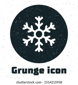 Grunge Snowflake icon isolated on white background.  Vector Illustration