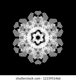 Grunge snowflake isolated. Brushed christmas design template. Distress painted star shape. Icon, badge, label, certificate background. Artistic design element. EPS10 vector.