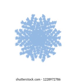 Grunge snowflake isolated. Brushed christmas design template. Distress painted star shape. Icon, badge, label, certificate background. Artistic design element. EPS10 vector.