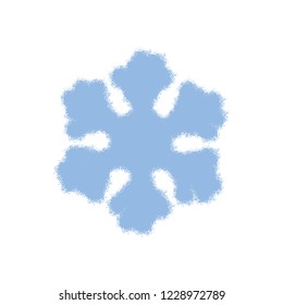 Grunge snowflake isolated. Brushed christmas design template. Distress painted star shape. Icon, badge, label, certificate background. Artistic design element. EPS10 vector.