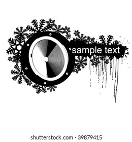 Grunge Snowflake Party Box in Stereo. vector illustration. In the gallery also available XXL jpeg image made from vector