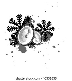 Grunge Snowflake Party Box in Stereo. vector illustration. In the gallery also available XXL jpeg image made from vector