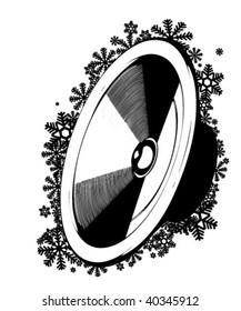 Grunge Snowflake Party Box in Stereo. vector illustration. In the gallery also available XXL jpeg image made from vector