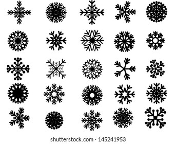  Grunge snowflake set vector illustration