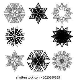 Grunge snowflake . Vector illustration . Isolated black flake . Design element