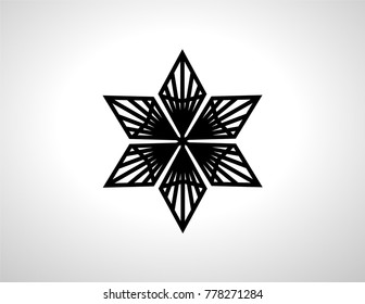 Grunge snowflake . Vector illustration . Isolated black flake . Design element
