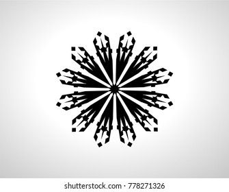 Grunge snowflake . Vector illustration . Isolated black flake . Design element
