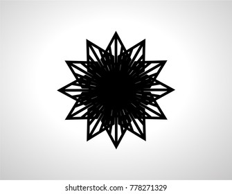 Grunge snowflake . Vector illustration . Isolated black flake . Design element
