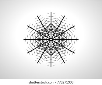 Grunge snowflake . Vector illustration . Isolated black flake . Design element
