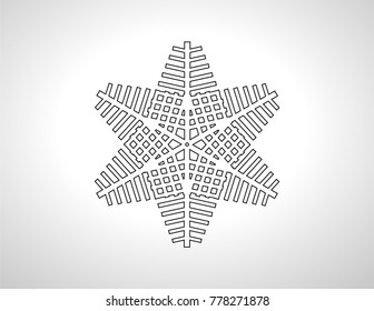 Grunge snowflake . Vector illustration . Isolated black flake . Design element
