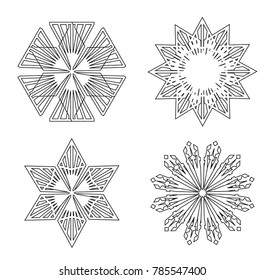 Grunge snowflake . Vector illustration . Isolated black flake . Design element