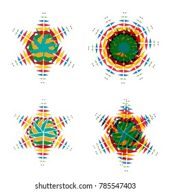 Grunge snowflake . Vector illustration . Isolated black flake . Design element