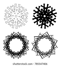 Grunge snowflake . Vector illustration . Isolated black flake . Design element