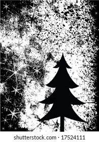 grunge snowing xmas card - vetor