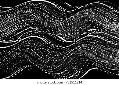 Grunge soap texture black and white. Distress black and white rough foam trace radiant background. Noise dirty rectangle grunge foam texture. Dirty artistic soap background. Vector illustration.