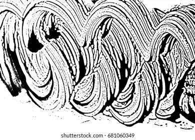 Grunge soap texture invert. Distress black and white rough foam trace lovely background. Noise dirty rectangle grunge foam texture. Dirty artistic soap background. Vector illustration.