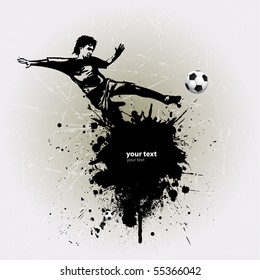 Grunge Soccer Ball background with player