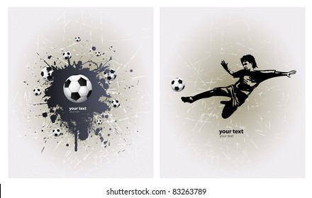 Grunge Soccer Ball background with player