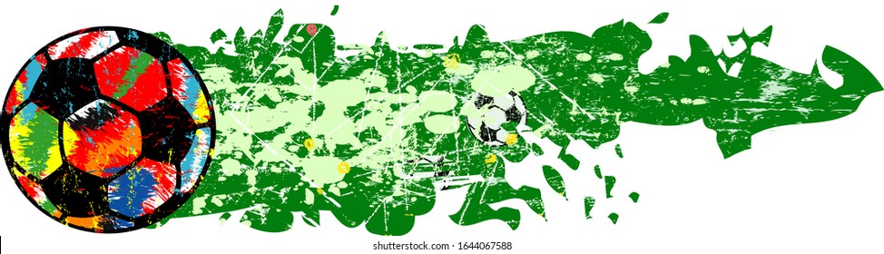 grunge soccer ball or football design for the great soccer event in europe, vector  illustration