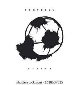 Grunge soccer ball separately on a white background. Splashes, drips element for the design of a sports banner, poster, flyer, print for a T-shirt.