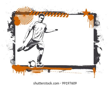 grunge soccer frame with best player