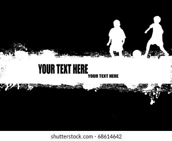 grunge soccer poster on black and white,vector illustration