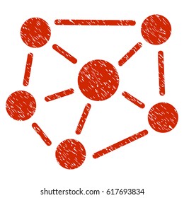Grunge Social Graph icon with grunge design and dirty texture. Unclean vector red pictogram for rubber seal stamp imitations and watermarks. Draft sign symbol.